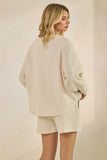 Ribbed Round Neck Sweatshirt