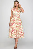 Zip Front Floral Smocked Waist Dress