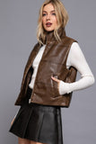 Wash Effect Faux Leather Vest