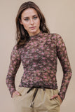 High Neck Sheer Mesh Lace Top