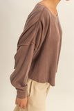 Dropped Shoulder Waffle Knit Top