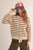 Striped Long Sleeve Cardigan Sweater