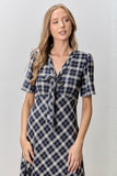 Plaid V-Neck Midi Dress