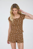 Floral Pointelle Button Front Knit Top