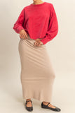 Mineral Washed Casual Maxi Skirt
