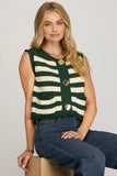 Striped Button Down Knit Sweater Vest
