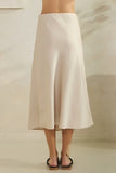 Solid Satin Midi Skirt