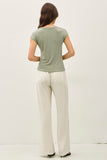 Ribbed Cap Sleeve T-Shirt