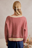 Textured Crewneck Long Sleeve Sweater Top