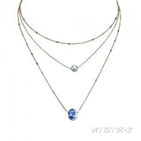 Gold Blue Bead Layered Necklace