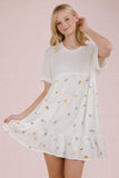 Floral Embroidered Knit Mini Dress
