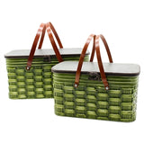 Green Metal Rattan-look Basket
