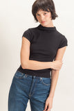 Mock Neck Cap Sleeve Top