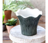 Dark Green Scalloped Edge Pot