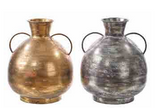 Metal Gold/silver Handled Vase