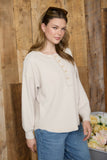 Ribbed Henley Exposed Seam Top