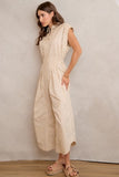 Sleeveless Wide Leg Stripe Jumpsuit