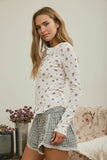 Floral Waffle Knit Top