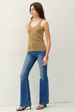 Textured Knit Henley Tank
