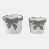 Big Bow Planters, White/gr