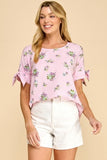 Floral Stripe Textured Top