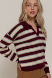 Multi Stripe Polo Sweater