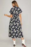 Woven Collared Midi Dress