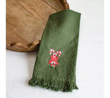 Candy Cane On Green Towel