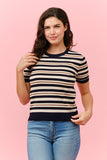 Striped Short Sleeve Sweater