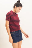 Striped Polo Collar Sweater