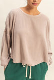 Dropped Shoulder Waffle Knit Top