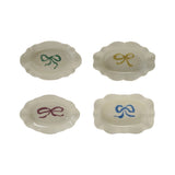 Stoneware Dish W Bow Scalloped Edge