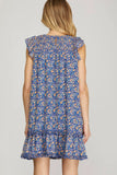 Floral Butterfly Sleeve Mini Dress