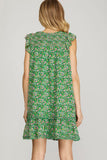 Floral Butterfly Sleeve Mini Dress
