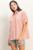 Striped Button Front Blouse