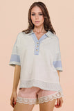 Oversized Half Button Knit Top