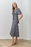 Plaid V-Neck Midi Dress