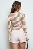 Striped Long Sleeve Boat Neck Sweater