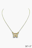 Flower Print Butterfly Pendant Necklace