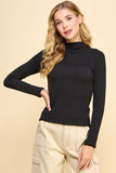 Solid Ribbed Turtleneck Top