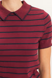 Striped Polo Collar Sweater
