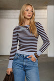 Striped Long Sleeve Boat Neck Sweater