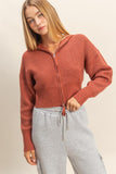 Front Zip Collared Cardigan