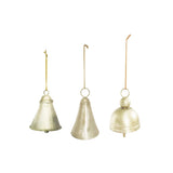 5-1/4h Hanging Metal Bells, Distressed Silver & Gold