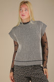 Two Tone Ribbed Knit Sweater Vest