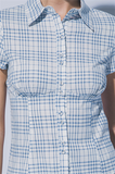 Fitted Plaid Button Front Top