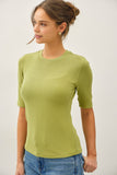 Classic Ribbed Crew Neck Top