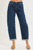 Textured Barrel Leg Jeans