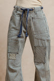 Twill Striped Barrel Leg Jeans