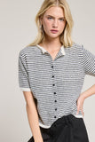 Short Sleeve Striped Cardigan